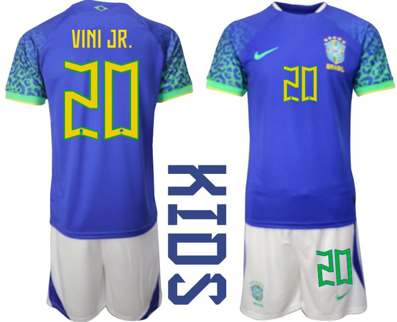Youth 2022 World Cup National Team Brazil away blue 20 Soccer Jersey